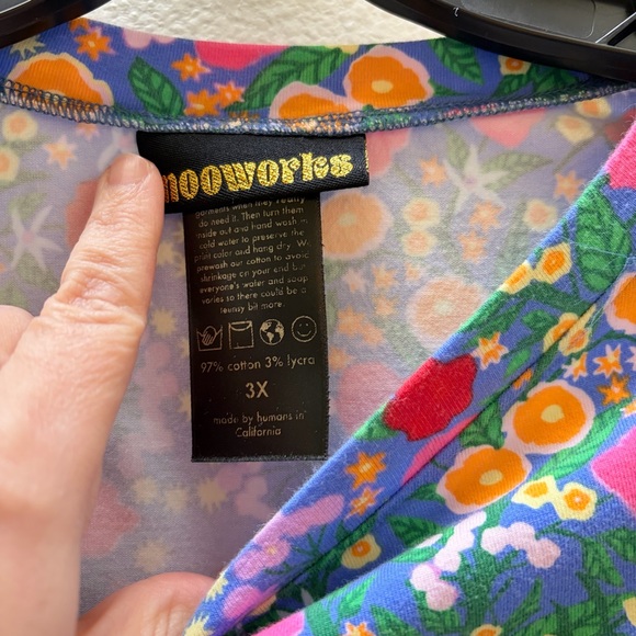 Nooworks Track Top Long Sleeve Crew Neck Superbloom Floral 3X - Picture 2 of 3